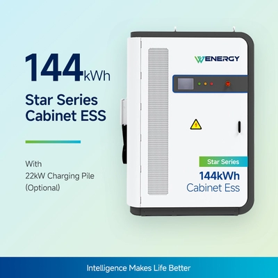  Sistem de stocare a energiei hibrid solar-diesel de 144 kWh, în cabinet.